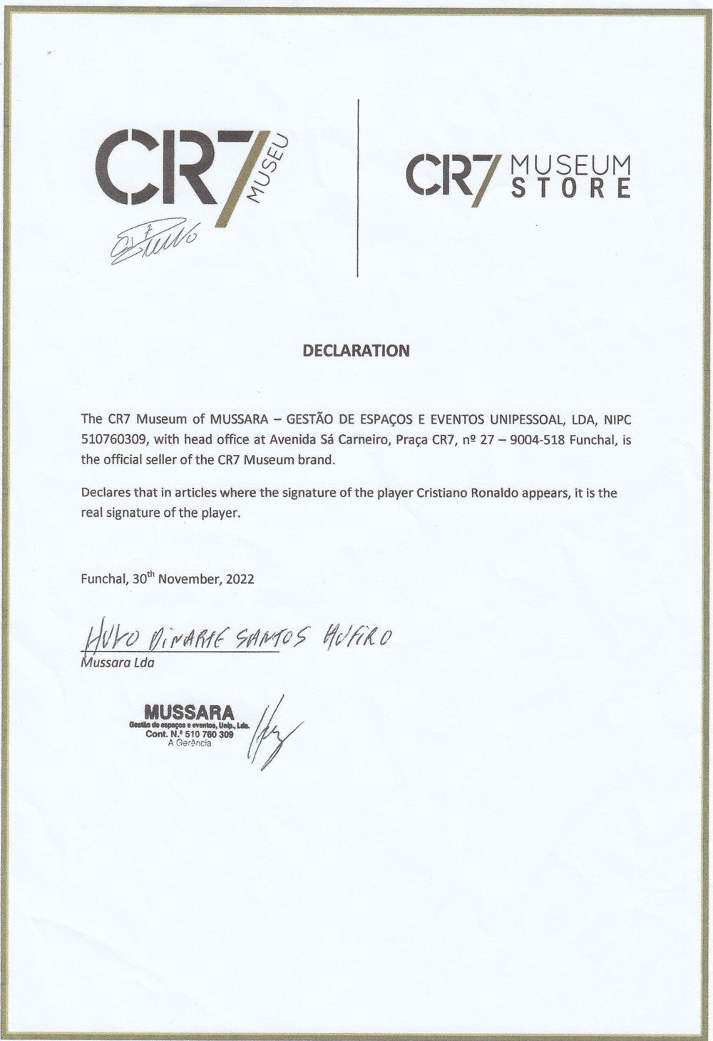 Cristiano Ronaldo Authentic Autograph