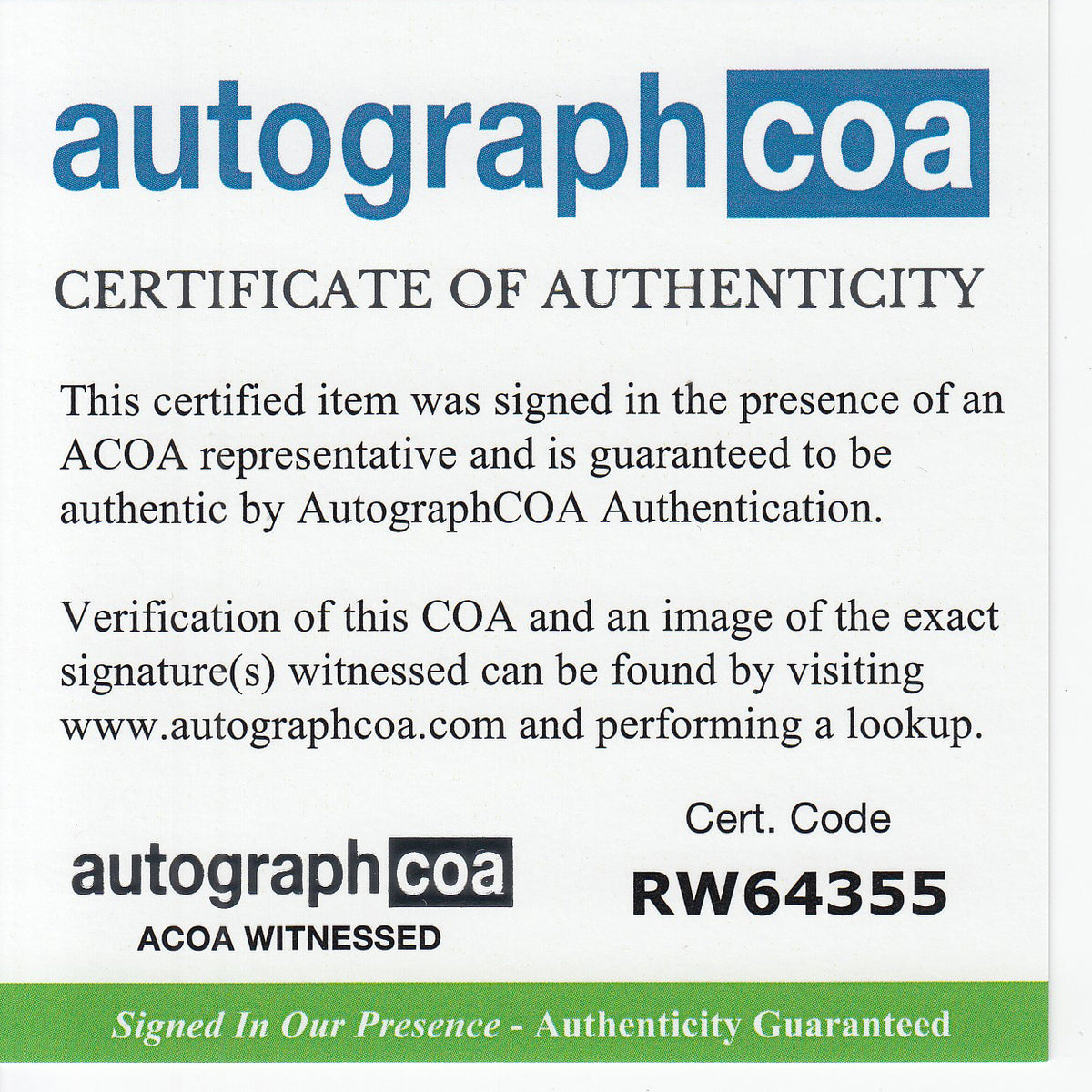 Ralph Macchio Authentic Autograph ACOA